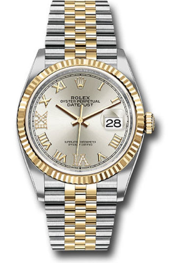 Rolex Datejust 36 Silver Roman Dial Fluted Jubilee Bracelet 126233 - WatchesOff5thWatch